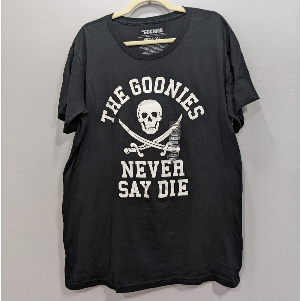 The Goonies Skull Swords Never Say Die Graphic Tee Ripple Junction Black XL NWT